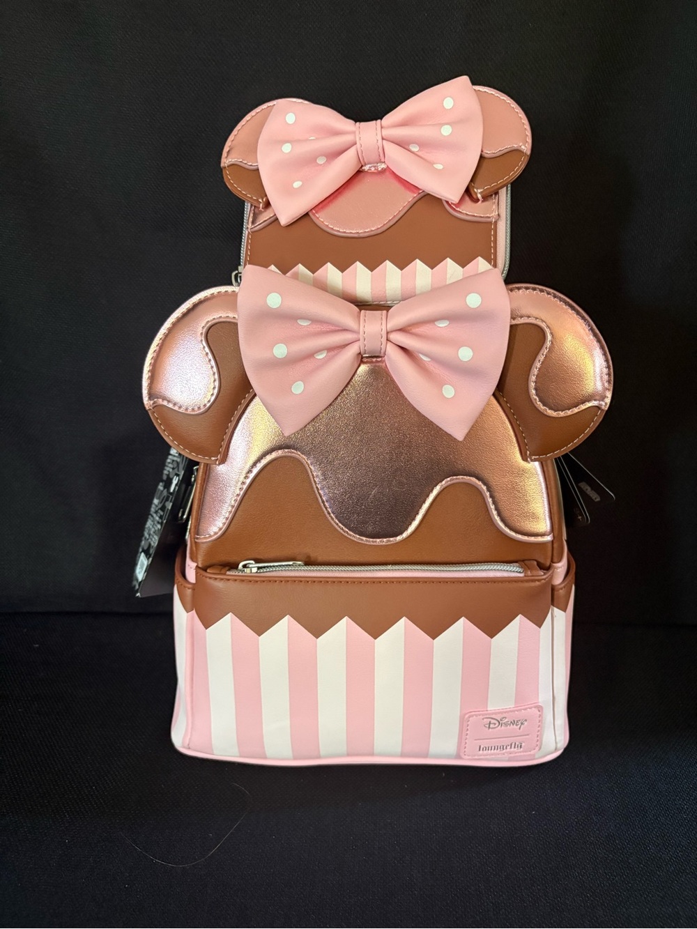 NWT Loungefly Disney Pink & Brown Minnie Cupcake Bow Set
